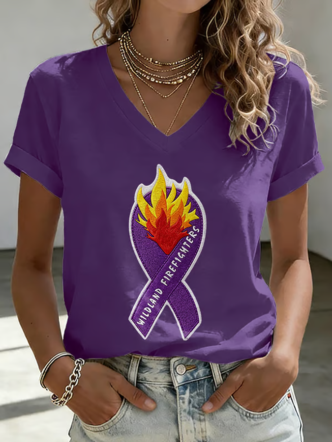 Wilderness Eagle Cross Faith Through The Fire V Neck Short Sleeve Vintage T-Shirt