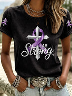 Women's I Am Strong Awareness Printed Casual T-shirt