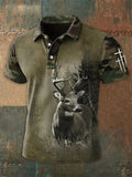 Men'S Printed Polo Shirt With A Cross Of Religious Beliefs In The Western United States