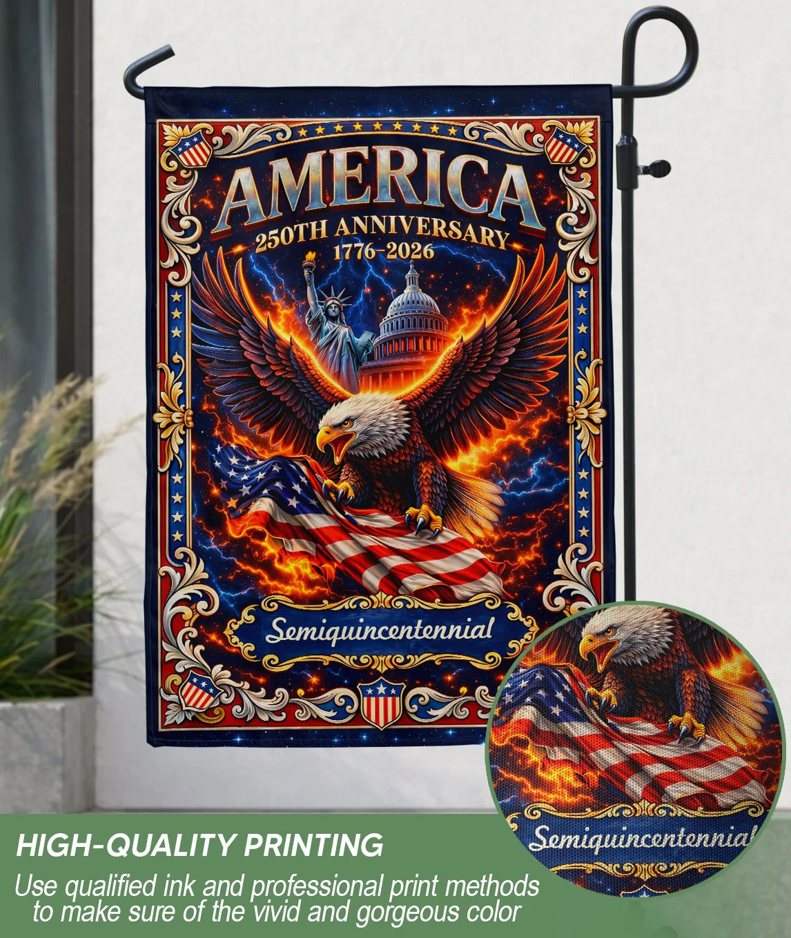 1776–2026 America 250th Anniversary House Flag – Bald Eagle & US Capit