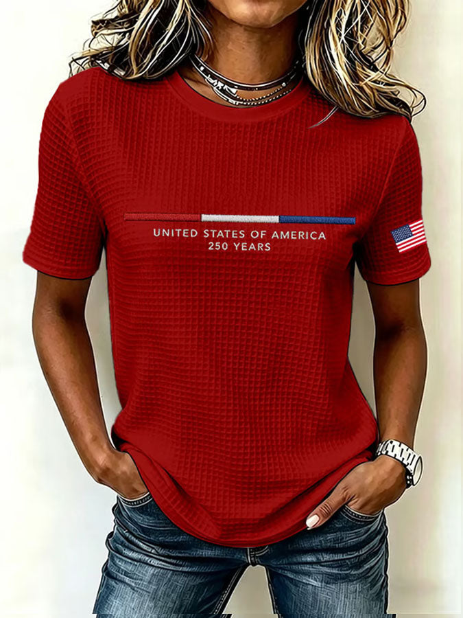 Women's United States of America Printed Waffle T-shirt