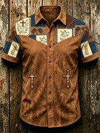 Men'S Western Style Ethnic Print Cross Shirt