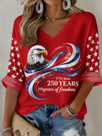 Women'S Retro Flag Art Printed Casual T-Shirt