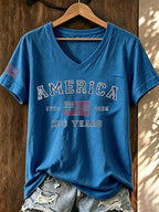 Women'S America Flag Print Casual T-Shirt