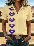 Women's Retro Western Faith Printed Casual Shirt