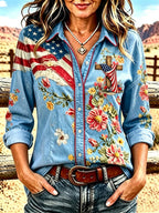 Women'S Western Faith Art Printed Long Sleeve Shirt