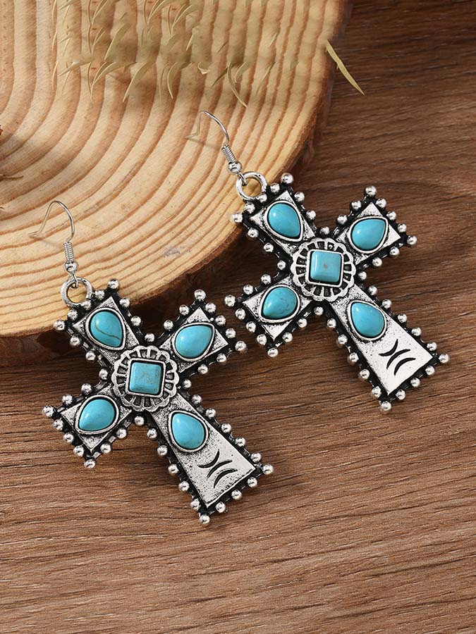 Turquoise Cross Earrings