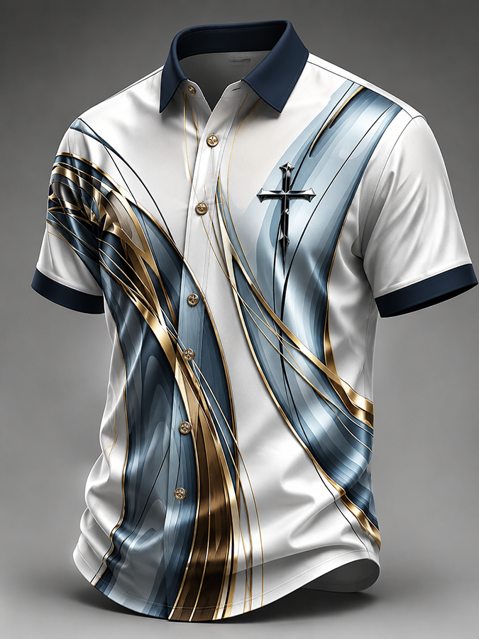 Men's Faith Cross Printed Casual Shirt