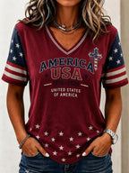 Women's Independence Day Casual Printed Short-Sleeve T-shirt