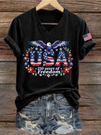 Women's 250th Anniversary Freedom Print V-Neck T-Shirt