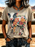 Women's Western style round neck T-shirt