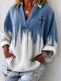 Women'S Faith Printed Long Sleeved Loose Shirt