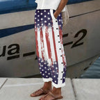 Women'S Casual American Independence Day 250Th Anniversary Printed Casual Button Design Pants