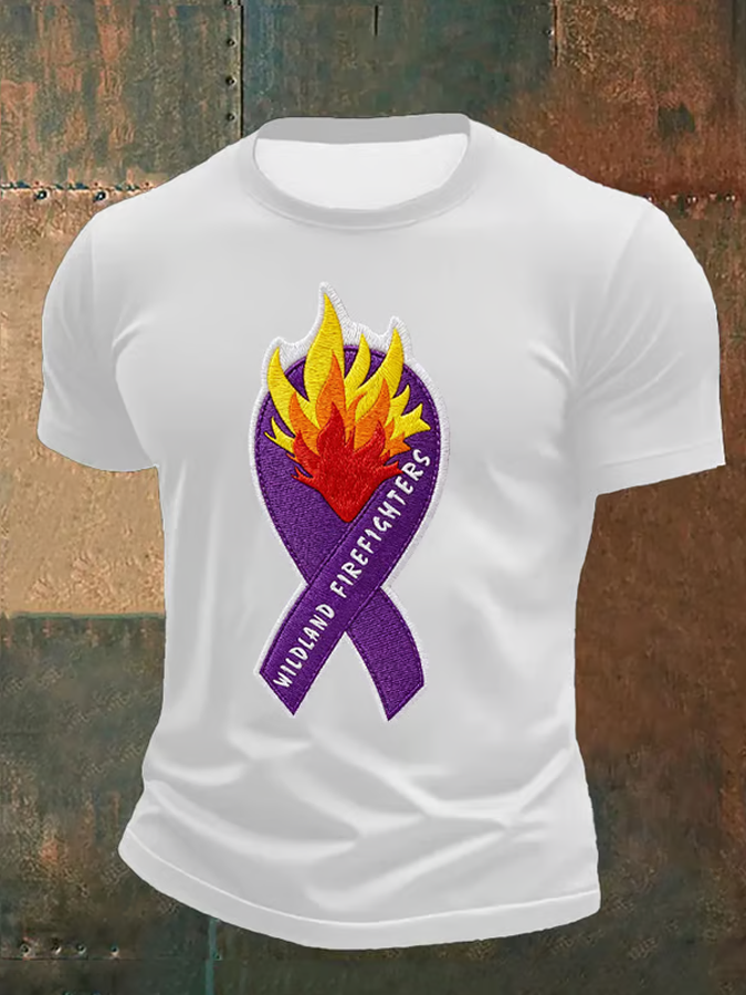 Mountain Cross In Memory Of The Fallen Short Sleeve Tee With Sleeve Cross Print