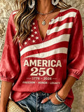 Women's America Flag Printed Casual Top
