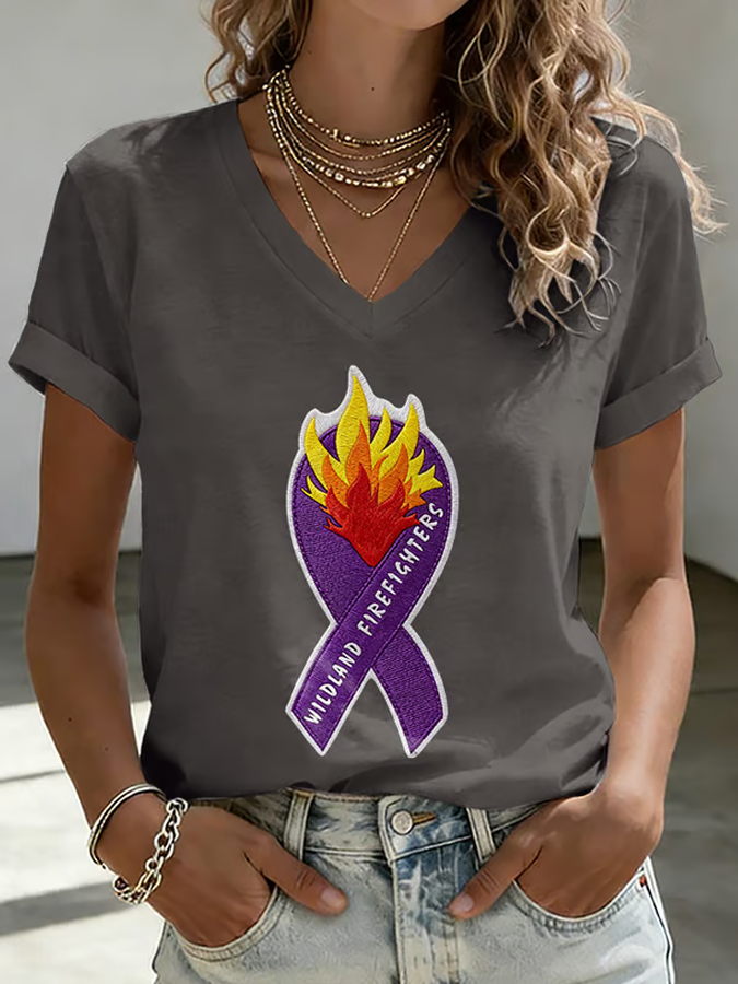 Wilderness Eagle Cross Faith Through The Fire V Neck Short Sleeve Vintage T-Shirt