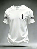 Men'S American Flag Cross Printed Short Sleeve T-Shirt