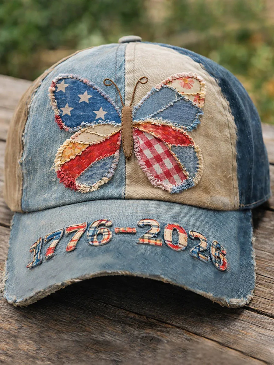 American Butterfly Patchwork Effect Printed Casual Unisex Hat