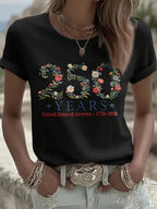 Women's 250 American Embroidered Pattern T-shirt