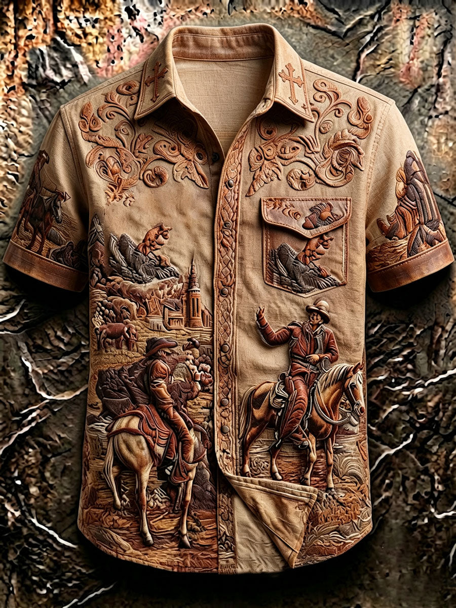Men's Retro Western Cowboy Style Shirt