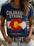 Women's Colorado Strong Cotton And Linen Round Neck Top