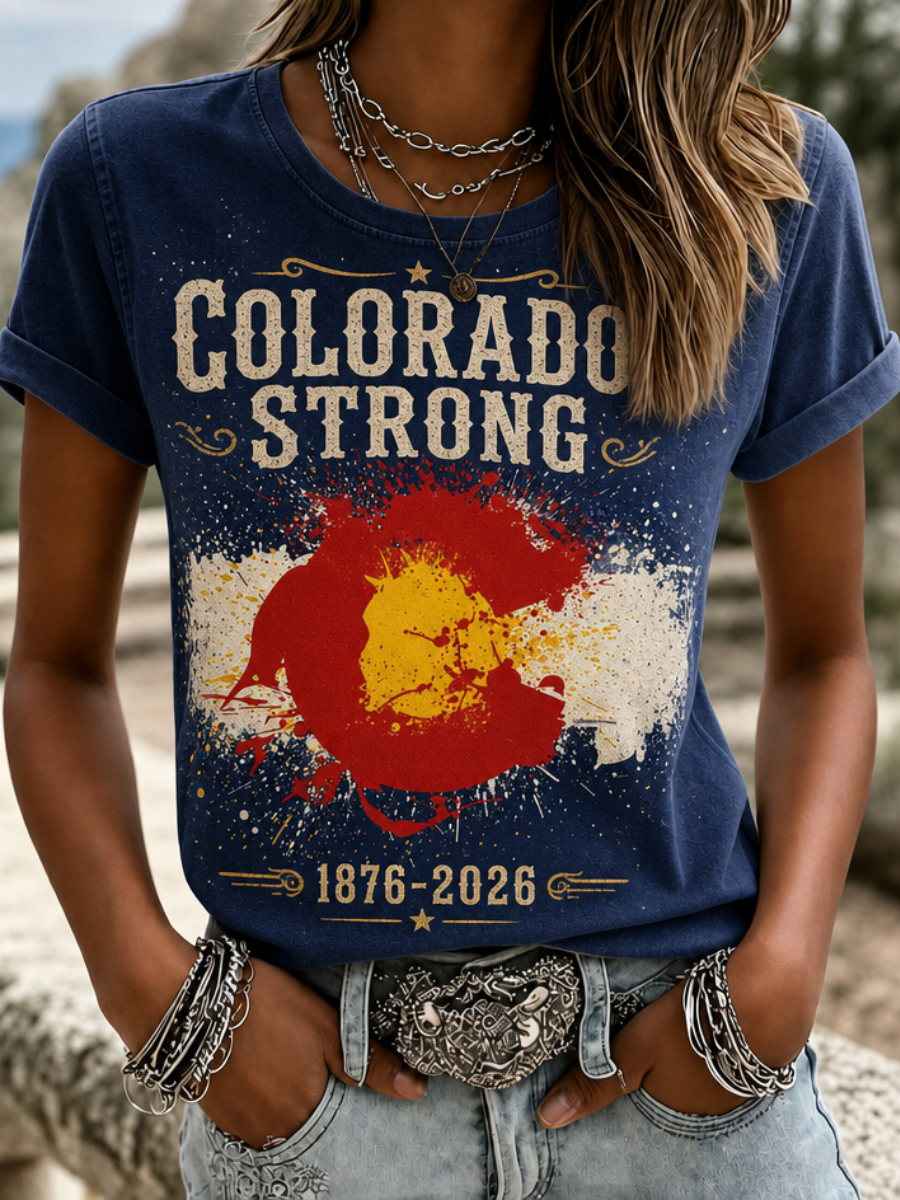 Women's Colorado Strong Cotton And Linen Round Neck Top