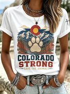 Women's Retro Save The Animals Print T-shirt