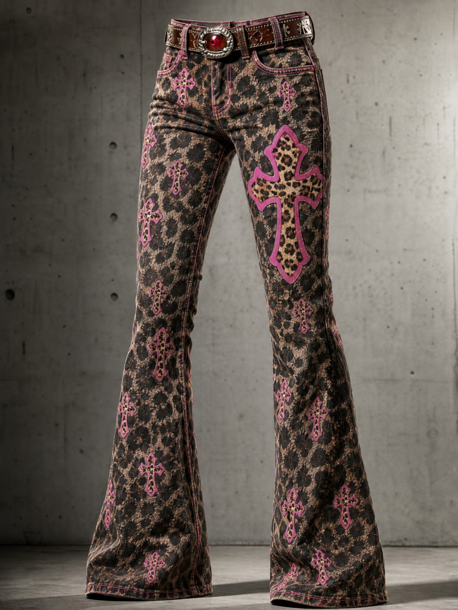 Women's Faith Leopard Printed Casual Jeans