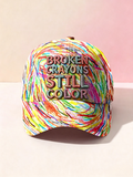 UnisexBroken Crayons Still Color Inspired Rainbow Pattern Hat