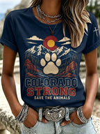 Women's Retro Save The Animals Print T-shirt