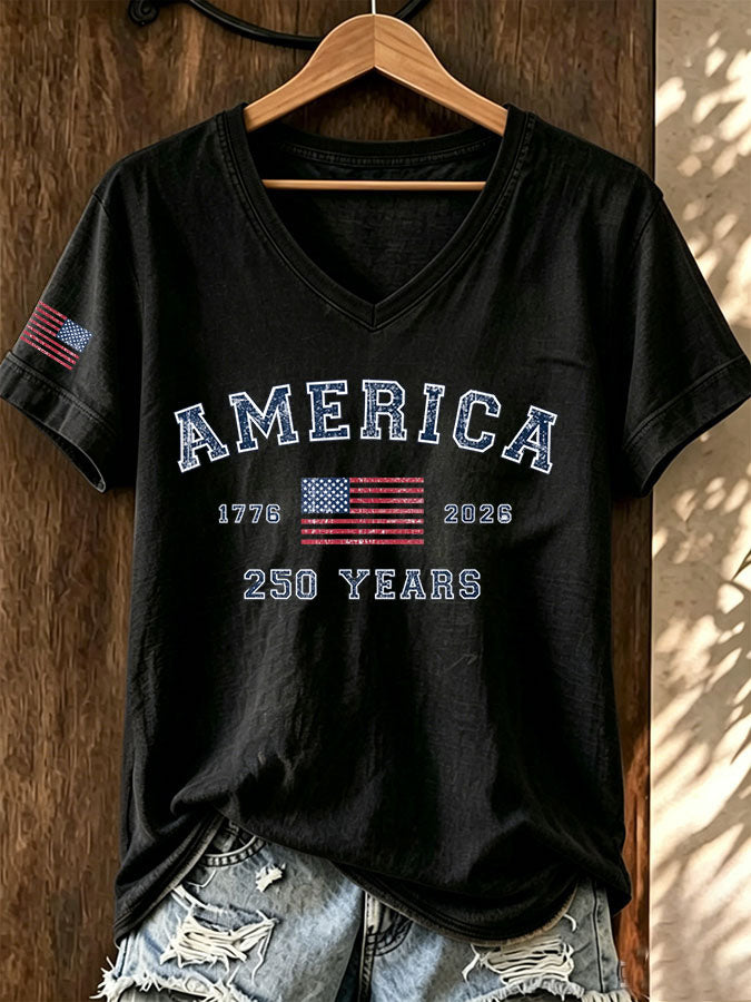 Women'S America Flag Print Casual T-Shirt