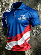 Men'S Faith Contrasting Cross Pattern Casual Polo Shirt