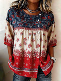 Women'S Independence Day 250Th Anniversary Flower Art Printed Casual Shirt