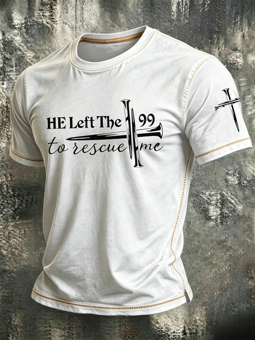 Jesus Cross Faith Commemorative Printed Round Neck T-Shirt
