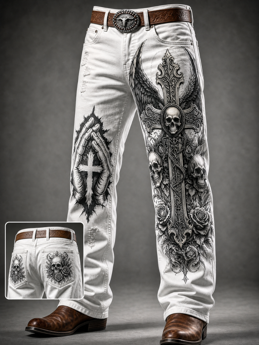 Men's Faith Printed Casual Jeans