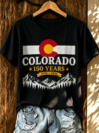 Women's Colorado Strong Cotton And Linen Round Neck Top