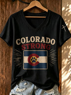 Women'S Colorado Strong Printed V-Neck T-Shirt
