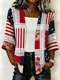 Women'S Casual Loose Independence Day Patriotic Cardigan