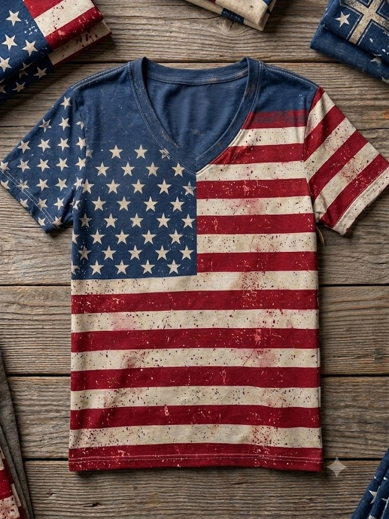 Women's 250 Years Of Vintage Patriotic V-Neck